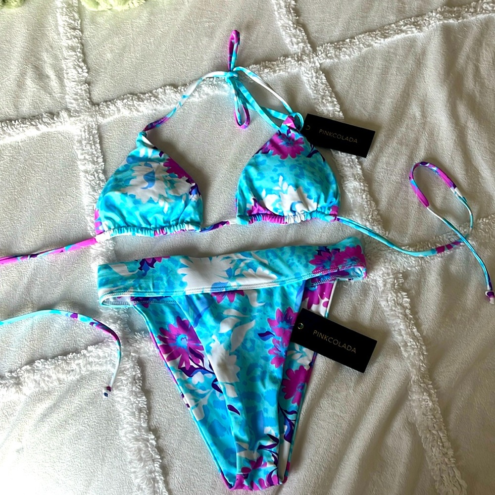 Pink Colada Size Small Kaneo Blue suit NWT